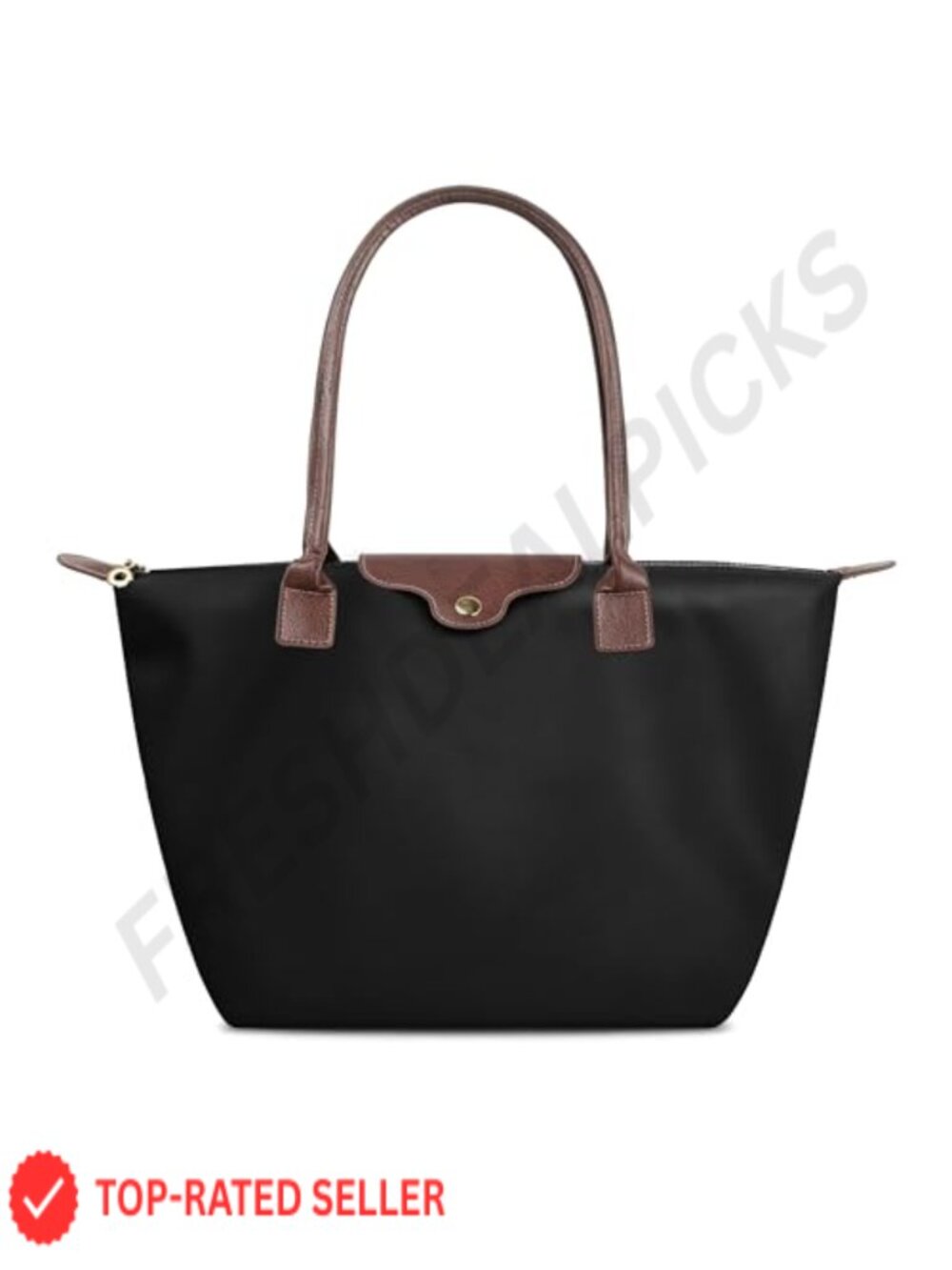 Foldable Nylon Tote Bag for Women with Zipper, Large Capacity Work Handbag